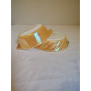 Vintage MCM Retro Fire King Ware USA Casserole Dishes Peach Lusterware Set Of 2